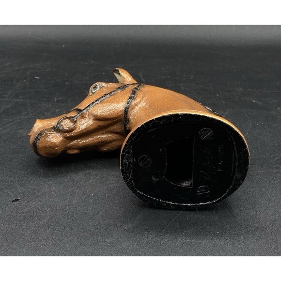 Rubal New York Horse Head Tan White Painted Cast Metal Bottle Opener Vintage - Picture 6 of 12